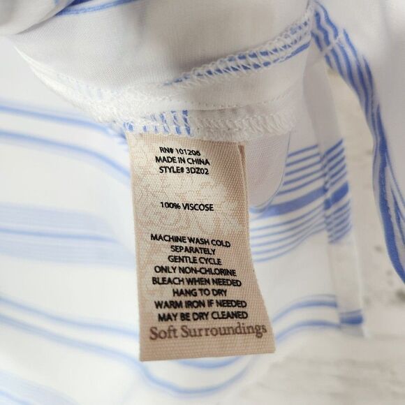 Soft Surroundings Womens XS Petite Button Front Top Blue White Oversized Blouse - Picture 10 of 10